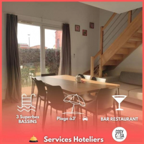 T3, 48m2, Climatisé, piscines, resto, 5mn plages
